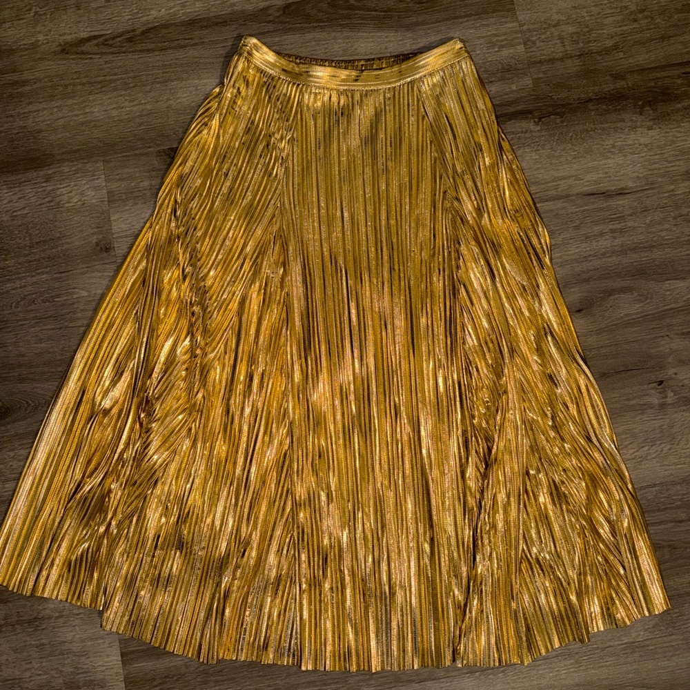 ❤️🔥Firm Price❤️🔥By Anthropologie Metallic pleated midi skirt - Picture 5 of 13